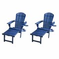 Conservatorio 72 in. Oceanic Collection Adirondack Chaise Lounge Chair Foldable, Cup, Navy Blue-Set of 2 CO3278657